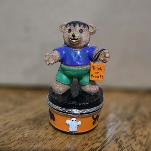 Claire's 1999 Frankenstein Halloween Bear Trinket Box Vintage